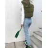 imageYeokou Womens Cropped Puffer Vest Zip Up Stand Collar Sleeveless Outerwear with PocketsArmygreen