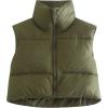 imageYeokou Womens Cropped Puffer Vest Zip Up Stand Collar Sleeveless Outerwear with PocketsArmygreen