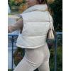 imageYeokou Womens Cropped Puffer Vest Zip Up Stand Collar Sleeveless Outerwear with PocketsBeige
