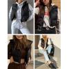 imageYeokou Womens Cropped Puffer Vest Zip Up Stand Collar Sleeveless Outerwear with PocketsBlack