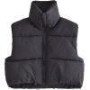 imageYeokou Womens Cropped Puffer Vest Zip Up Stand Collar Sleeveless Outerwear with PocketsBlack