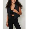 imageYeokou Womens Cropped Puffer Vest Zip Up Stand Collar Sleeveless Outerwear with PocketsBlack