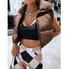 imageYeokou Womens Cropped Puffer Vest Zip Up Stand Collar Sleeveless Outerwear with PocketsBrown