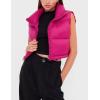 imageYeokou Womens Cropped Puffer Vest Zip Up Stand Collar Sleeveless Outerwear with PocketsRose