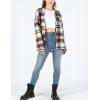 imageYeokou Womens Fall Color Block Plaid Flannel Shacket Jacket Button Down Shirt Coat TopsBlue