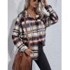 imageYeokou Womens Fall Color Block Plaid Flannel Shacket Jacket Button Down Shirt Coat TopsBlue