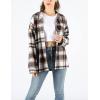imageYeokou Womens Fall Color Block Plaid Flannel Shacket Jacket Button Down Shirt Coat TopsBlue