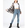 imageYeokou Womens Fall Color Block Plaid Flannel Shacket Jacket Button Down Shirt Coat TopsBlue