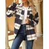 imageYeokou Womens Fall Color Block Plaid Flannel Shacket Jacket Button Down Shirt Coat TopsDarkblue