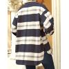 imageYeokou Womens Fall Color Block Plaid Flannel Shacket Jacket Button Down Shirt Coat TopsDarkblue