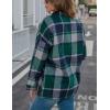 imageYeokou Womens Fall Color Block Plaid Flannel Shacket Jacket Button Down Shirt Coat TopsGreen