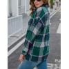 imageYeokou Womens Fall Color Block Plaid Flannel Shacket Jacket Button Down Shirt Coat TopsGreen