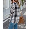 imageYeokou Womens Fall Color Block Plaid Flannel Shacket Jacket Button Down Shirt Coat TopsGrey