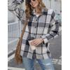 imageYeokou Womens Fall Color Block Plaid Flannel Shacket Jacket Button Down Shirt Coat TopsGrey