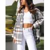 imageYeokou Womens Fall Color Block Plaid Flannel Shacket Jacket Button Down Shirt Coat TopsGreykhaki