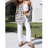 imageYeokou Womens Fall Color Block Plaid Flannel Shacket Jacket Button Down Shirt Coat TopsGreykhaki