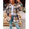 imageYeokou Womens Fall Color Block Plaid Flannel Shacket Jacket Button Down Shirt Coat TopsKhaki