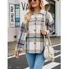 imageYeokou Womens Fall Color Block Plaid Flannel Shacket Jacket Button Down Shirt Coat TopsLightgrey