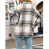 imageYeokou Womens Fall Color Block Plaid Flannel Shacket Jacket Button Down Shirt Coat TopsLightgrey