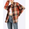 imageYeokou Womens Fall Color Block Plaid Flannel Shacket Jacket Button Down Shirt Coat TopsOrange