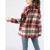 imageYeokou Womens Fall Color Block Plaid Flannel Shacket Jacket Button Down Shirt Coat TopsRed