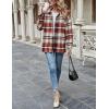 imageYeokou Womens Fall Color Block Plaid Flannel Shacket Jacket Button Down Shirt Coat TopsRed