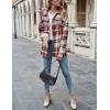 imageYeokou Womens Fall Color Block Plaid Flannel Shacket Jacket Button Down Shirt Coat TopsRed