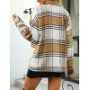 imageYeokou Womens Fall Color Block Plaid Flannel Shacket Jacket Button Down Shirt Coat TopsTan