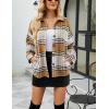 imageYeokou Womens Fall Color Block Plaid Flannel Shacket Jacket Button Down Shirt Coat TopsTan