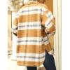 imageYeokou Womens Fall Color Block Plaid Flannel Shacket Jacket Button Down Shirt Coat TopsYellow