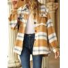 imageYeokou Womens Fall Color Block Plaid Flannel Shacket Jacket Button Down Shirt Coat TopsYellow