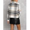 imageYeokou Womens Fashion Cropped Flannel Wool Blend Plaid Shacket Long Sleeve Button Down Jackets CoatLightgrey