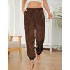 imageYeokou Womens Fleece Pajama Pants Fuzzy Lounge Bottoms Warm Fluffy Sleepwear with PocketsBrown