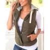imageYeokou Womens Slim Sleeveless Quilted Removable Hooded Winter Puffer Vest CoatArmy Green