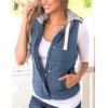 imageYeokou Womens Slim Sleeveless Quilted Removable Hooded Winter Puffer Vest CoatBlue