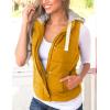 imageYeokou Womens Slim Sleeveless Quilted Removable Hooded Winter Puffer Vest CoatYellow