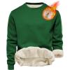 imageYeokou Mens Fleece Sweatshirt Sherpa Lined Crewneck Basic Winter Thick Pullover TopsZgreen