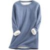 imageYeokou Women Warm Sherpa Lined Fleece Crewneck Sport Sweatshirt Pullover LoungewearBlue
