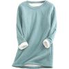 imageYeokou Women Warm Sherpa Lined Fleece Crewneck Sport Sweatshirt Pullover LoungewearGreen