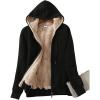 imageYeokou Womens Casual Full Zip Up Sherpa Lined Hoodie Sweatshirt Jacket CoatBlack
