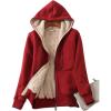 imageYeokou Womens Casual Full Zip Up Sherpa Lined Hoodie Sweatshirt Jacket CoatWinered