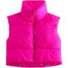 imageYeokou Womens Cropped Puffer Vest Zip Up Stand Collar Sleeveless Outerwear with PocketsRose