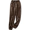 imageYeokou Womens Fleece Pajama Pants Fuzzy Lounge Bottoms Warm Fluffy Sleepwear with PocketsBrown