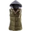 imageYeokou Womens Slim Sleeveless Quilted Removable Hooded Winter Puffer Vest CoatArmy Green