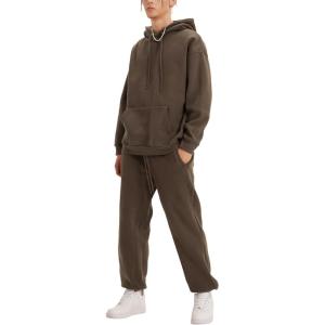 imageYeokou Mens Tracksuits 2 Piece Sweatsuits Pullover Hoodie Athletic Sweatpants Joggers SetsCoffeebrown
