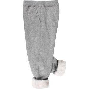 imageYeokou Unisex Boys Girls Kids Sherpa Lined Athletic Jogger Fleece SweatpantsLightgrey