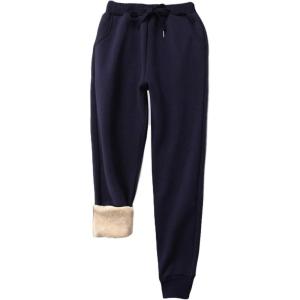 imageYeokou Warm Sweatpants Womens Fleece Sherpa Lined Winter Active Running Jogger PantsNavy Blue