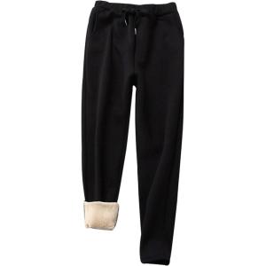 imageYeokou Warm Sweatpants Womens Fleece Sherpa Lined Winter Active Running Jogger PantsStyle 12blackstraight Leg