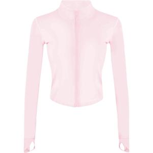 imageYeokou Womens Active Zip Up Running Workout Cropped Bbl Athletic Jacket with Thumb HolesPink