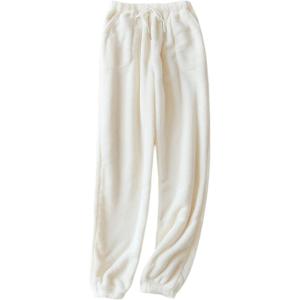 imageYeokou Womens Fleece Pajama Pants Fuzzy Lounge Bottoms Warm Fluffy Sleepwear with PocketsBeige